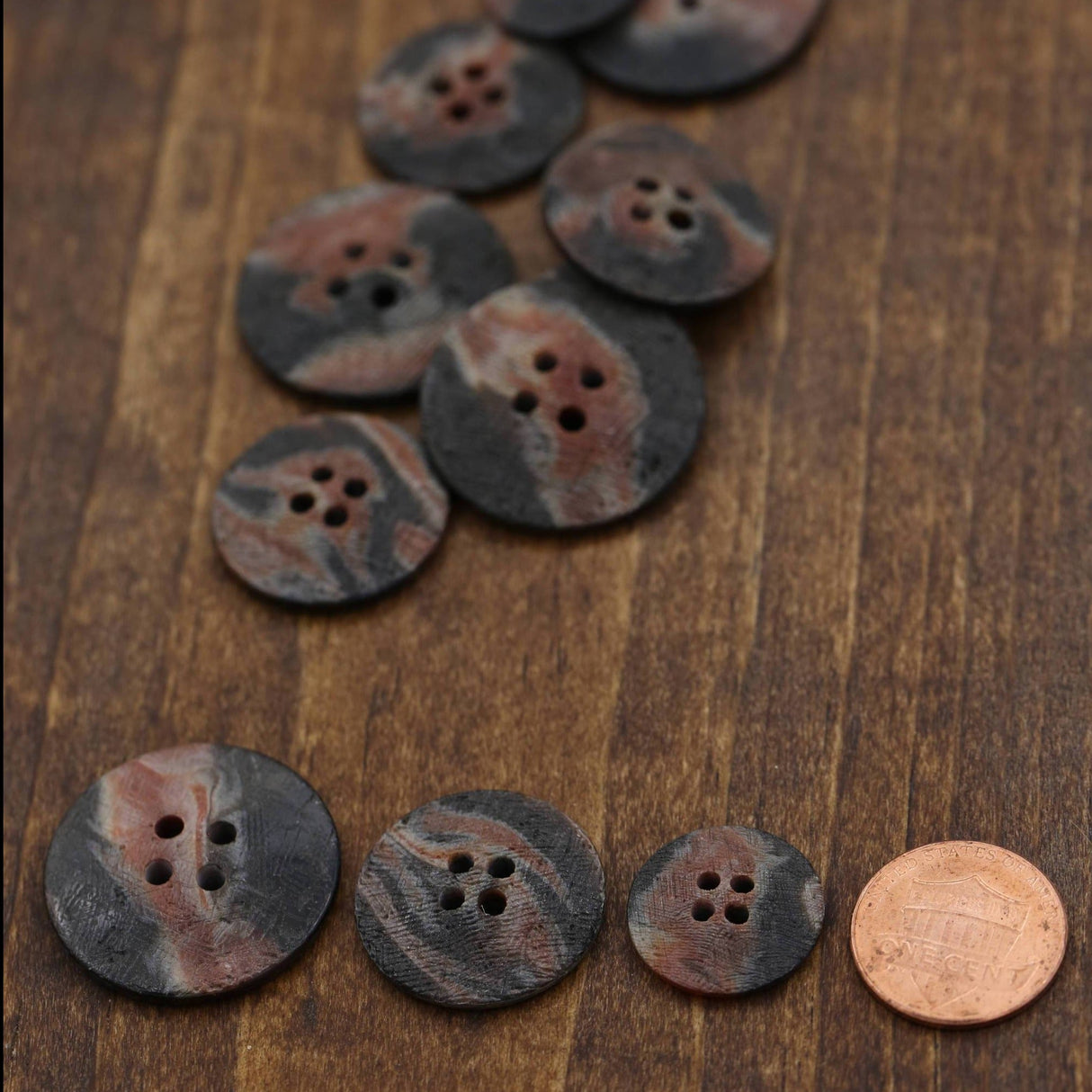Plastic Button Textured Brown 4-Hole