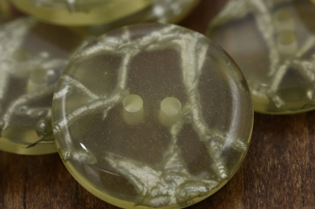 Plastic Button Clear Silver Wiring Two-Hole