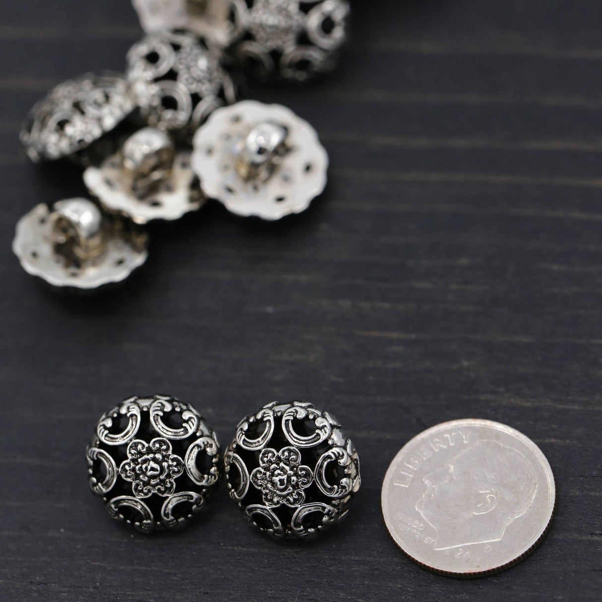 Gothic Gunmetal Plastic Shank Button 14mm