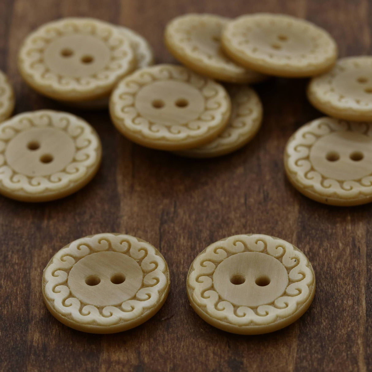 Plastic Shirt Button Beige 27mm 2-Hole