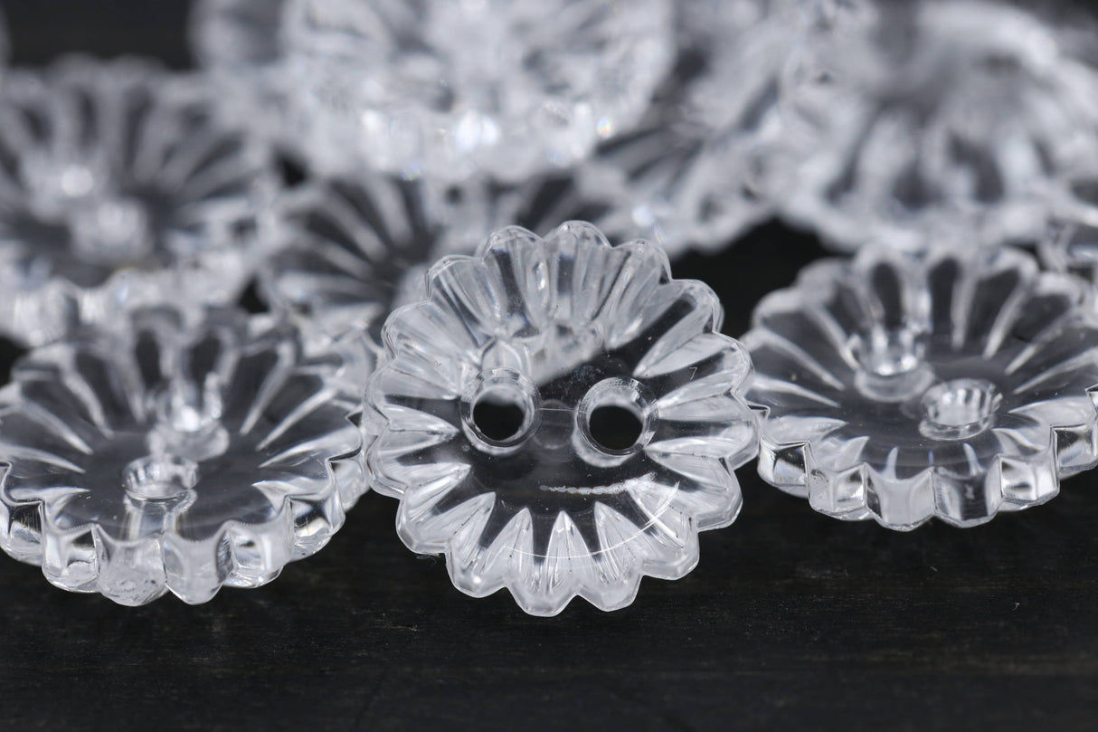 Clear Plastic Flower Button 1 Dozen