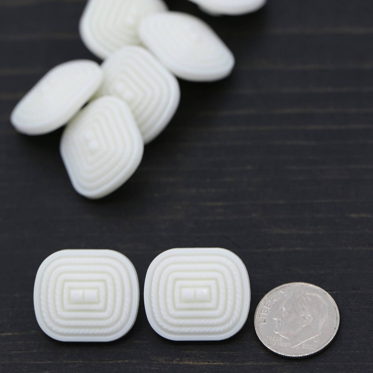 Rectangular Shank Button White 19mm x 21mm