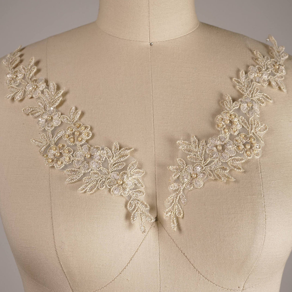Lace Applique Antique Gold Champagne Pair