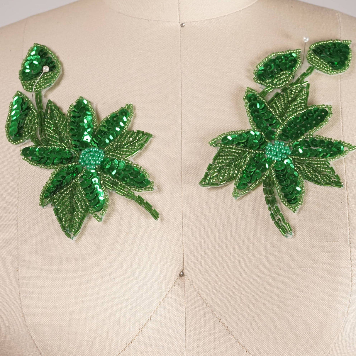 Sequin Flower Patch Grass Green Iron-On