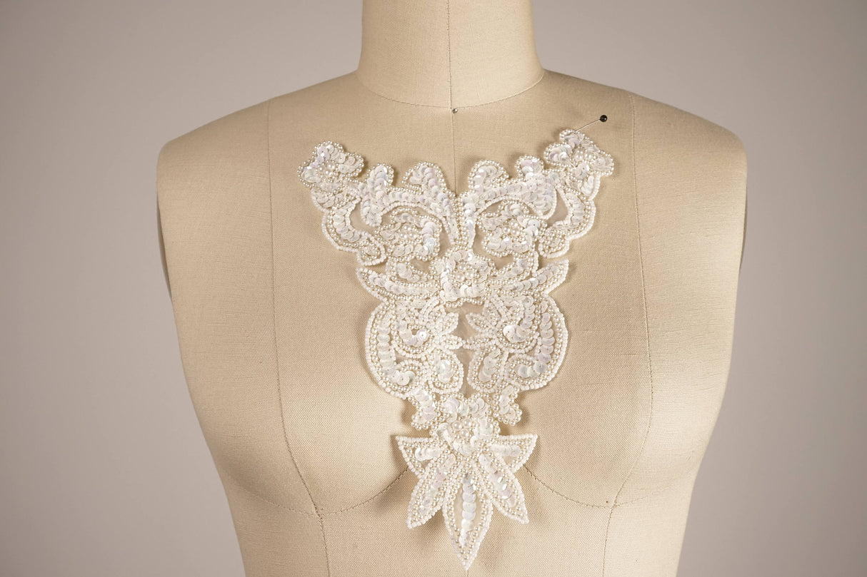 Pearl Sequin Neckline Applique