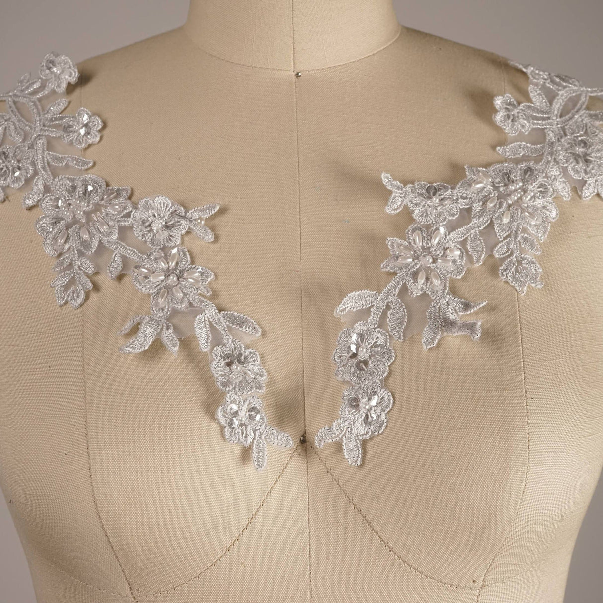 Silver Lace Flower Branch Applique