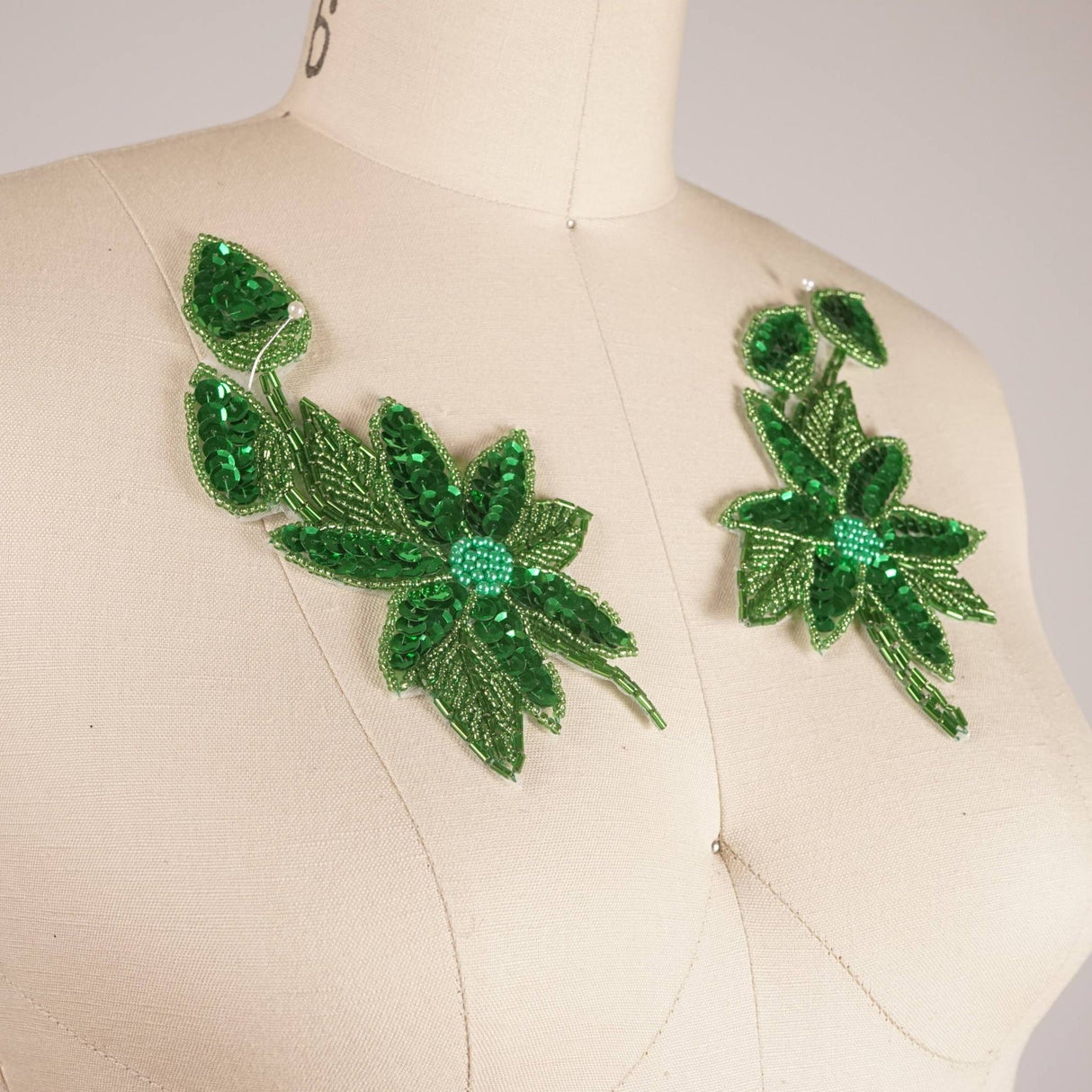 Sequin Flower Patch Grass Green Iron-On