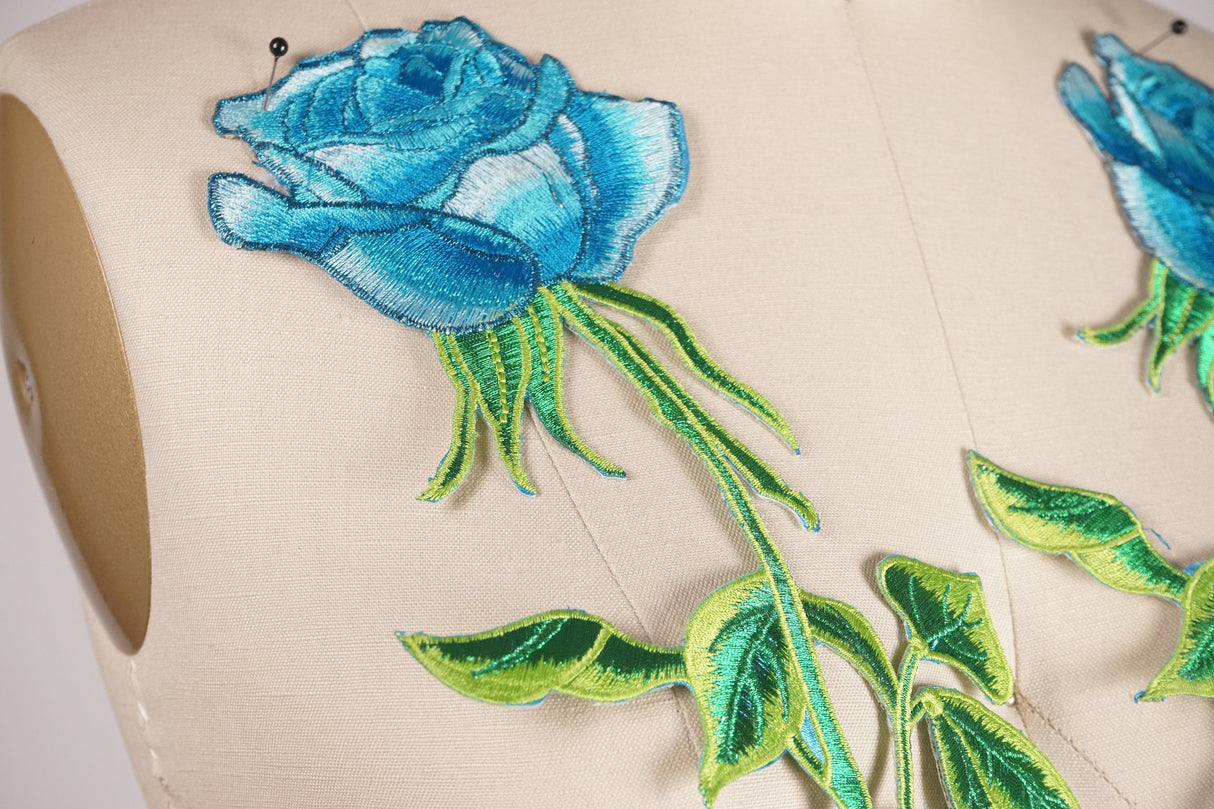 Rose Embroidery Iron-On Applique