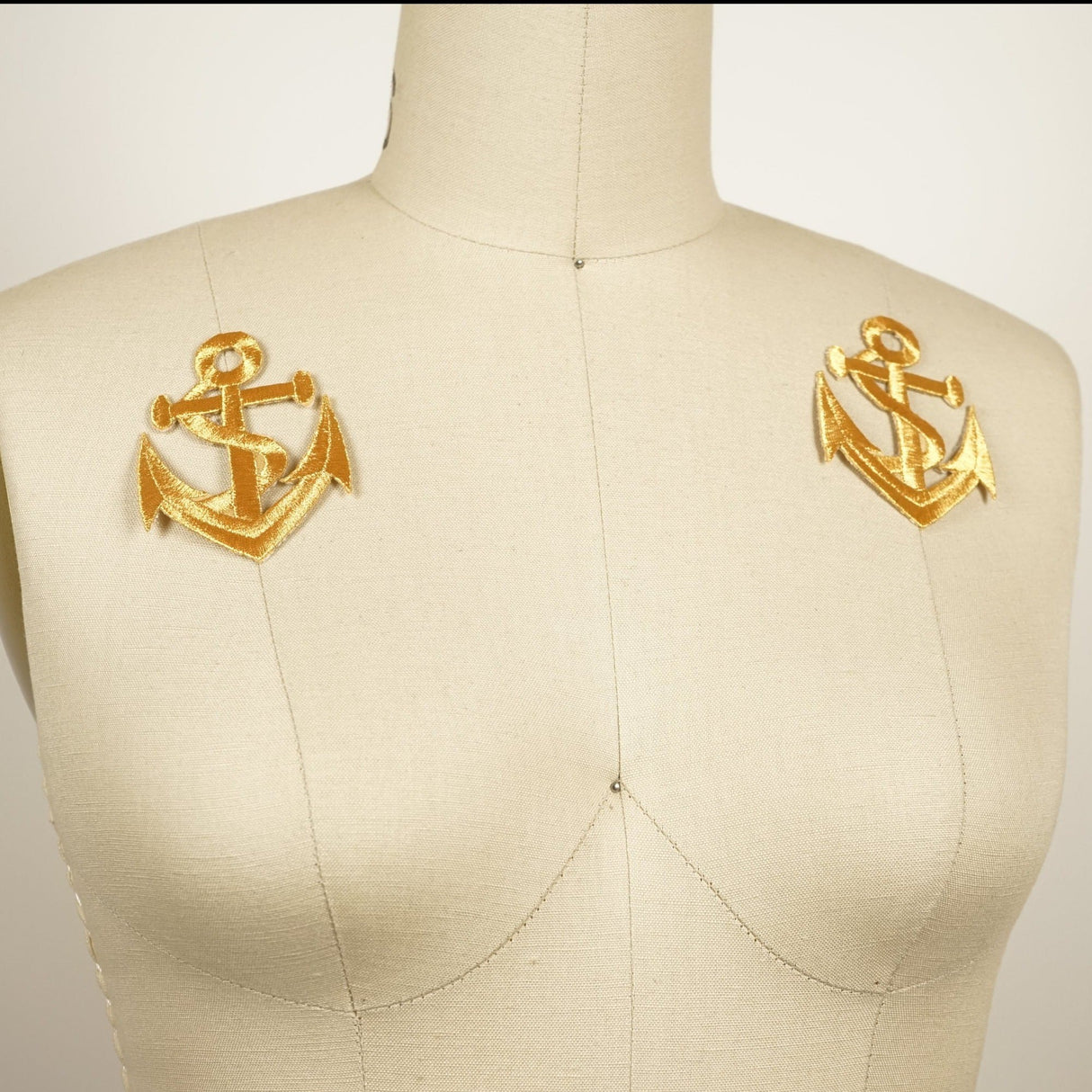 Anchor Iron-On Patch Gold Silver 3in
