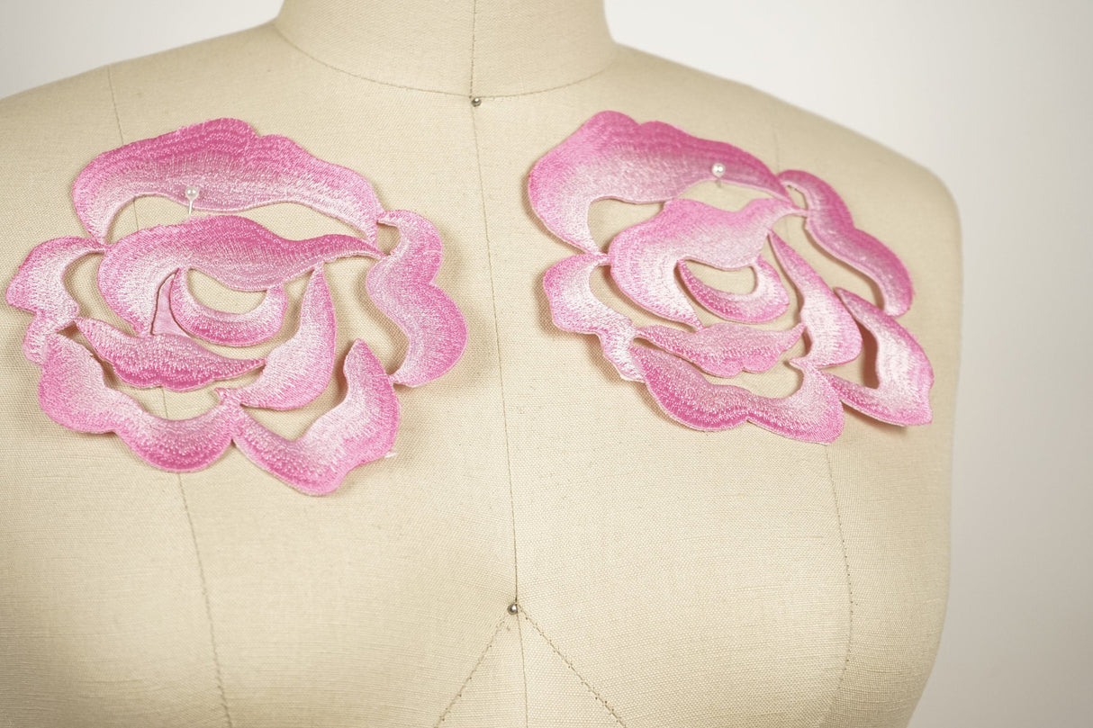 Iron-On Pink Rose Patch