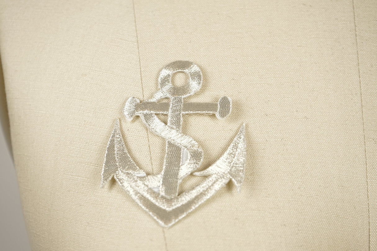Anchor Iron-On Patch Gold Silver 3in