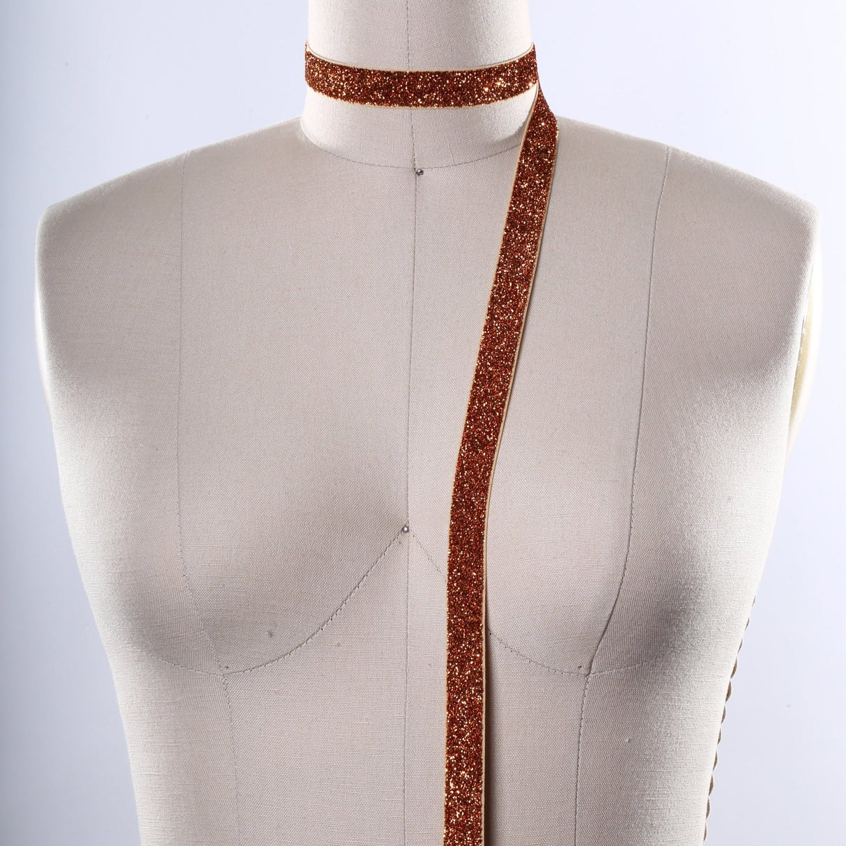 Glitter Elastic Trim Burnt Orange 5/8"