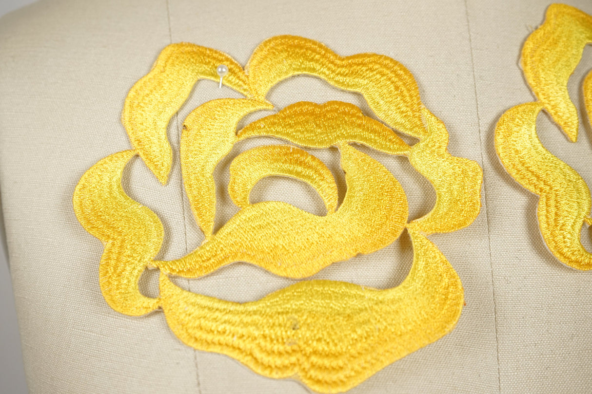 Flower Applique Iron-On Yellow Embroidery Rose