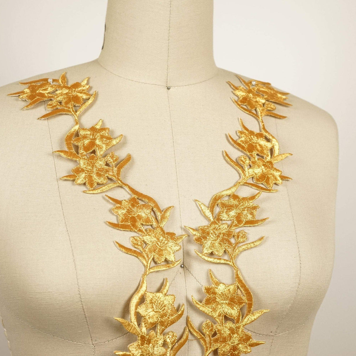 Gold Flower Patch Applique 12.5"