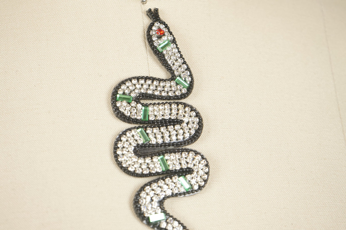 Rhinestone Snake Patch Black