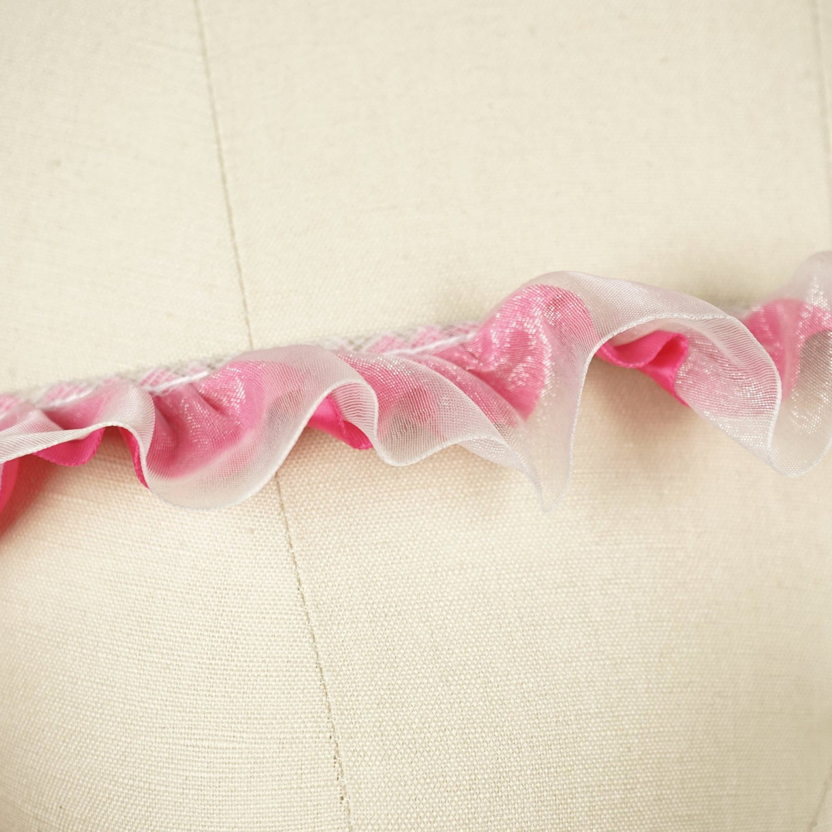 Ruffle Satin Trim Hot Pink 1.5in