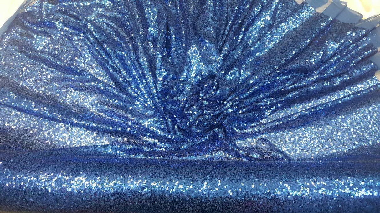 Sequin Stretch Mesh Fabric Royal Blue