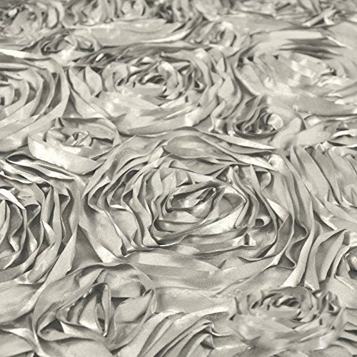 Rosette Satin Fabric Silver