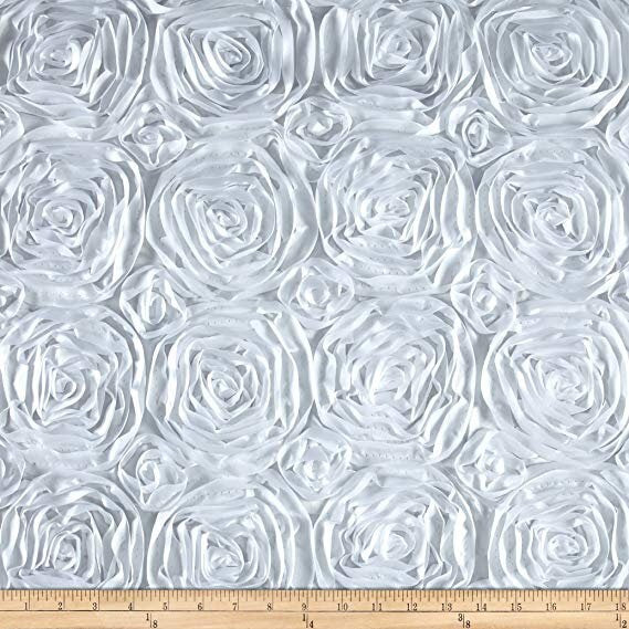 Rosette Satin Fabric White