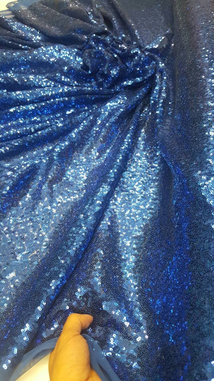 Sequin Stretch Mesh Fabric Royal Blue