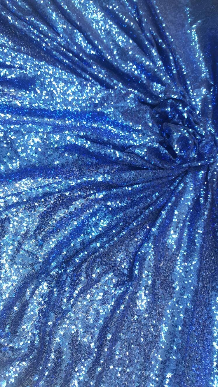 Sequin Stretch Mesh Fabric Royal Blue