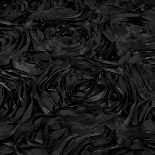 Rosette Satin Fabric Black