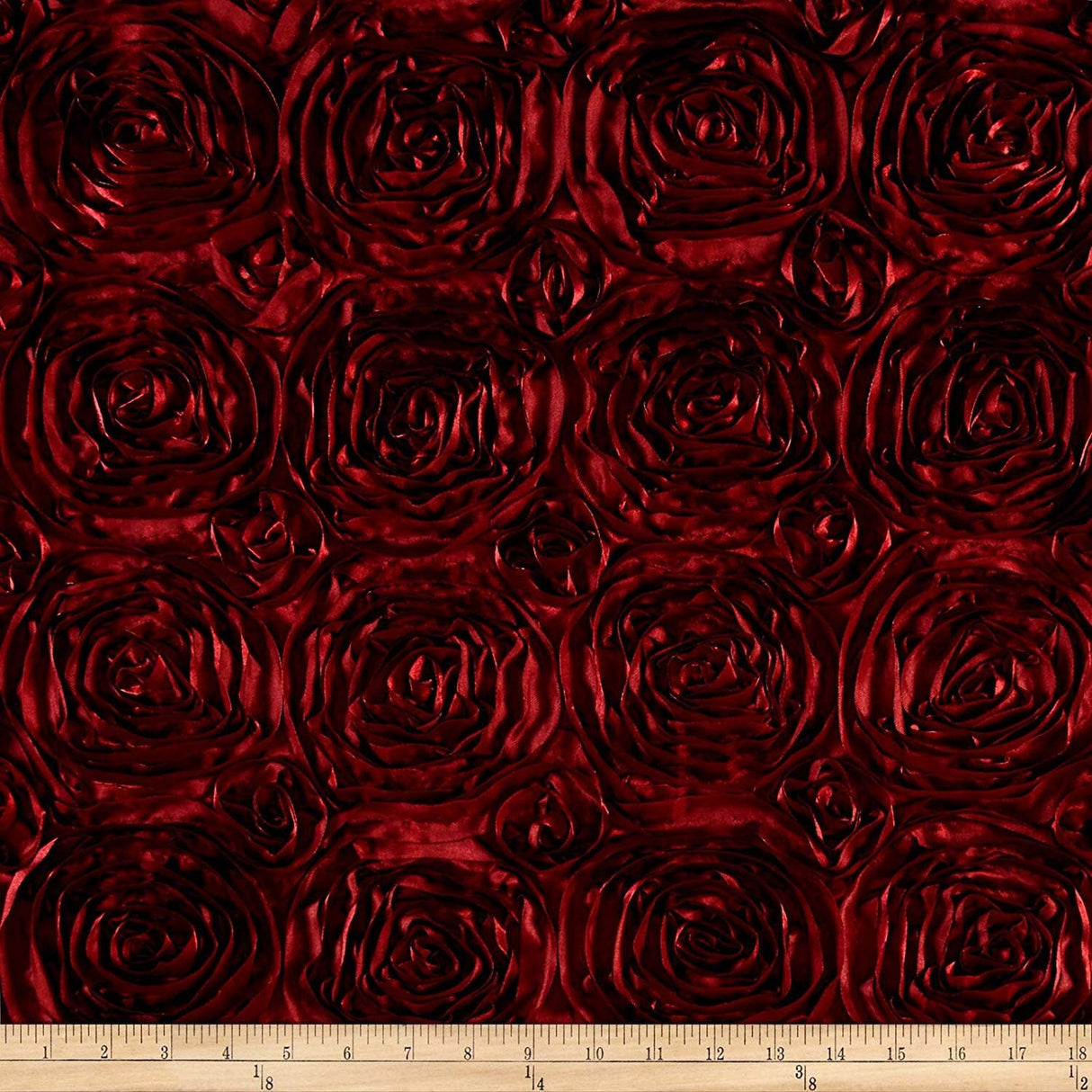Burgundy Satin Rosette Fabric
