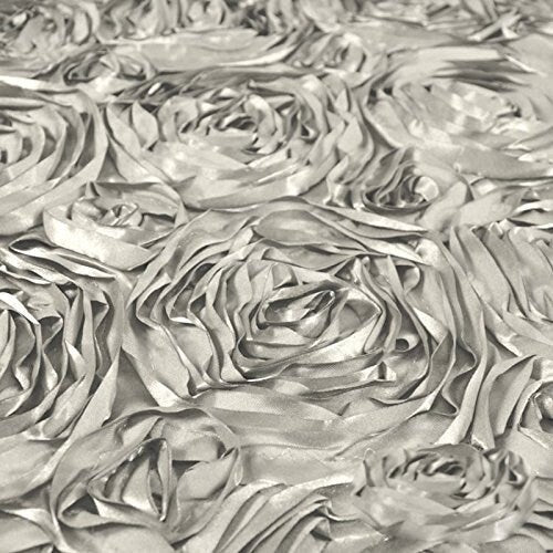 Rosette Satin Fabric Silver