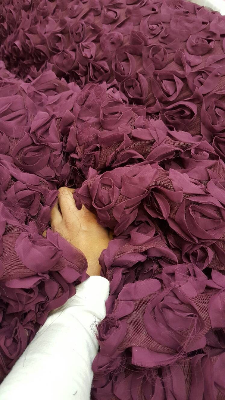 Floral Lace Mesh Eggplant Fabric