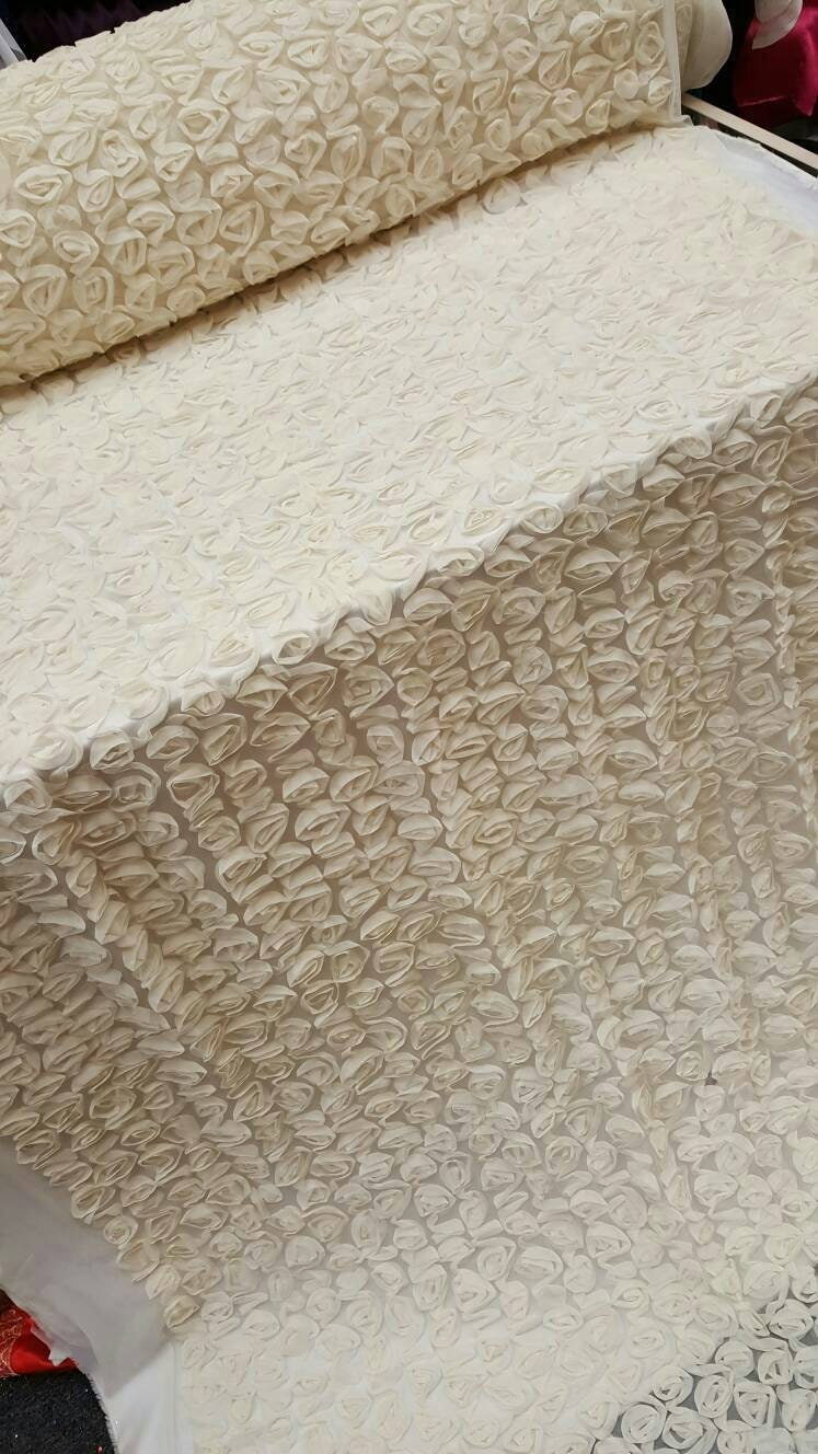 Ivory Floral Lace Mesh Bridal Fabric