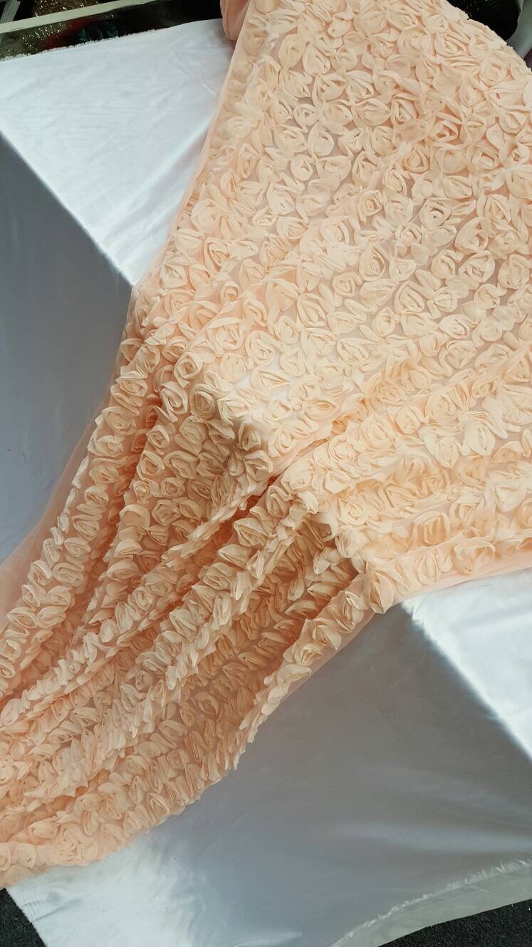 Chiffon Lace Peach Floral Flowers