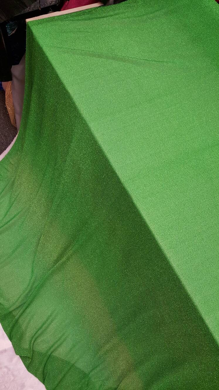 Stretch Lame Sparkly Green Fabric