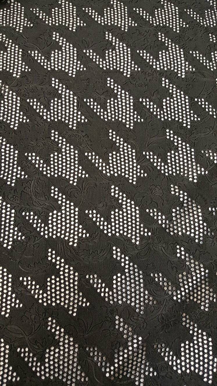 Stretch Floral Fish Net Spandex Fabric Black
