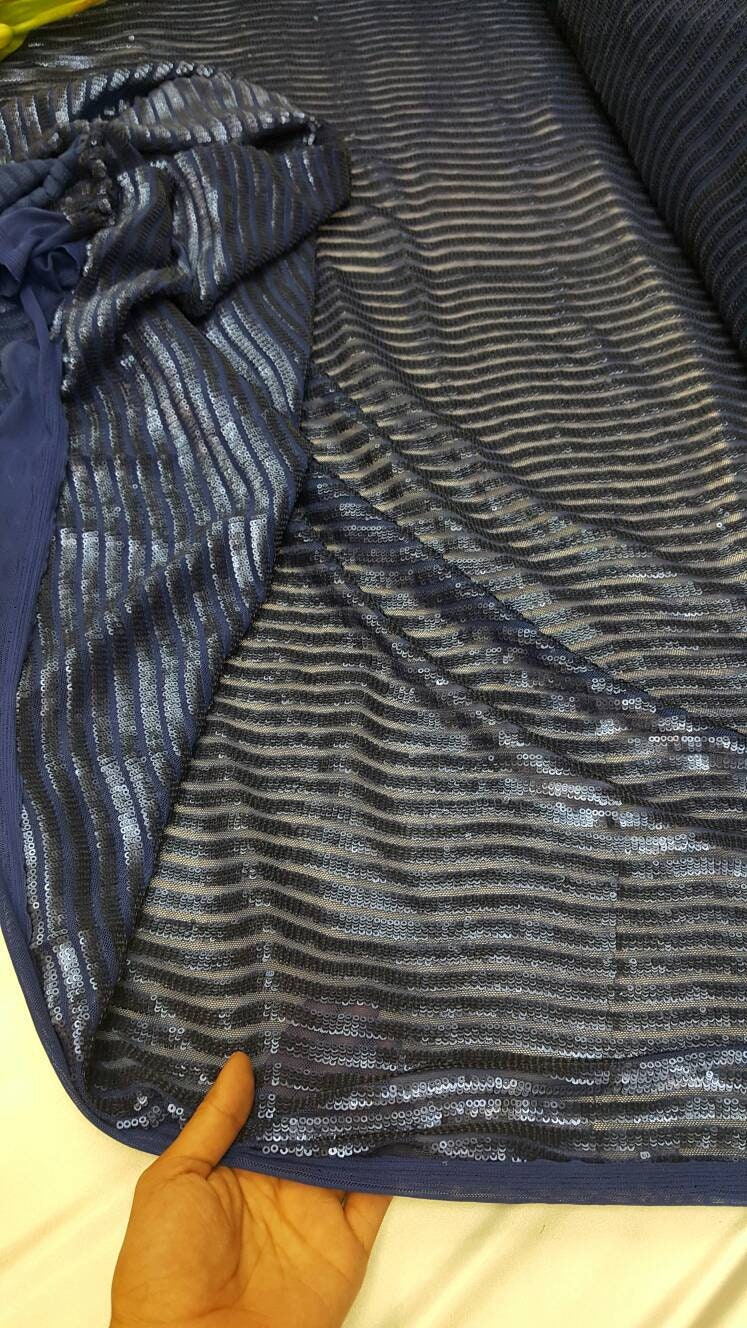 Sequin Mesh Fabric Royal Blue