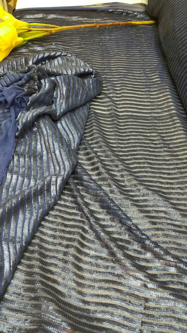 Sequin Mesh Fabric Royal Blue