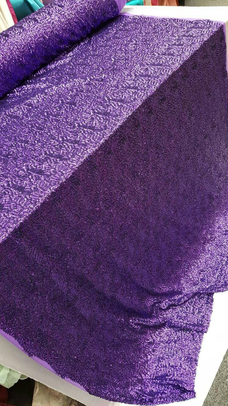Purple Sequin Stretch Fabric