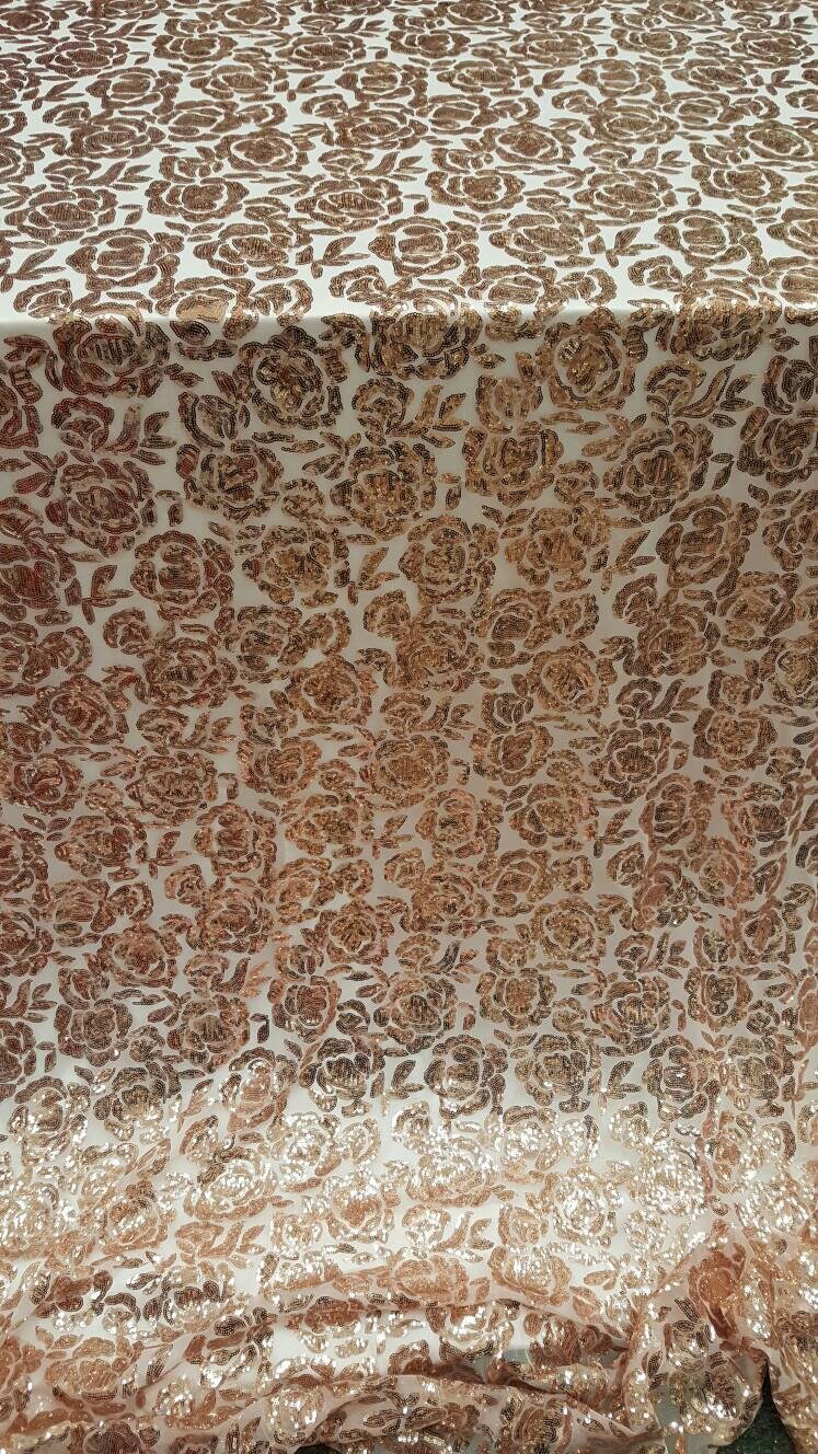 Sequin Lace Fabric on Blush Mesh