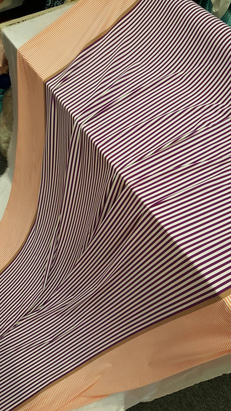 Stretch Spandex Stripe Fabric Orange Purple White
