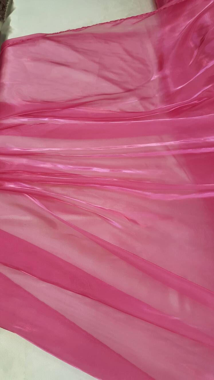Silk Organza Iridescent Sheer Fabric Hot Pink