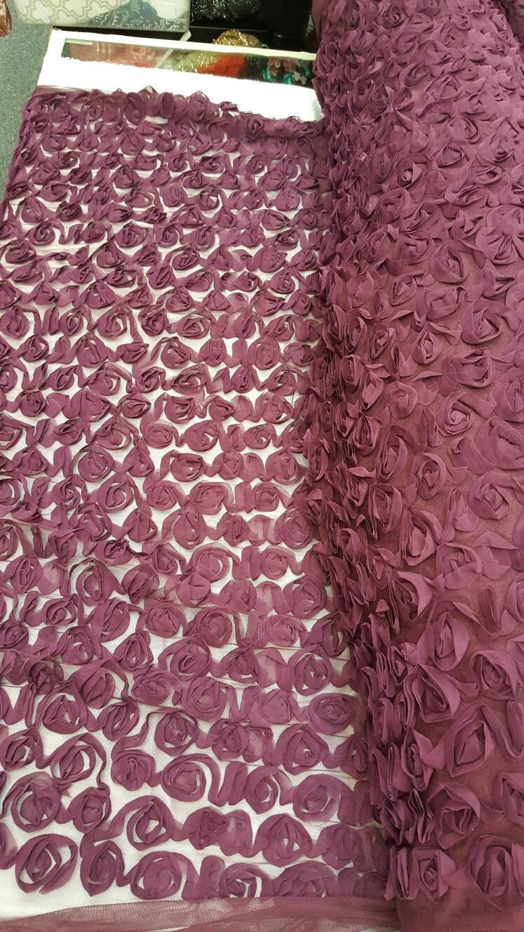 Floral Lace Mesh Eggplant Fabric