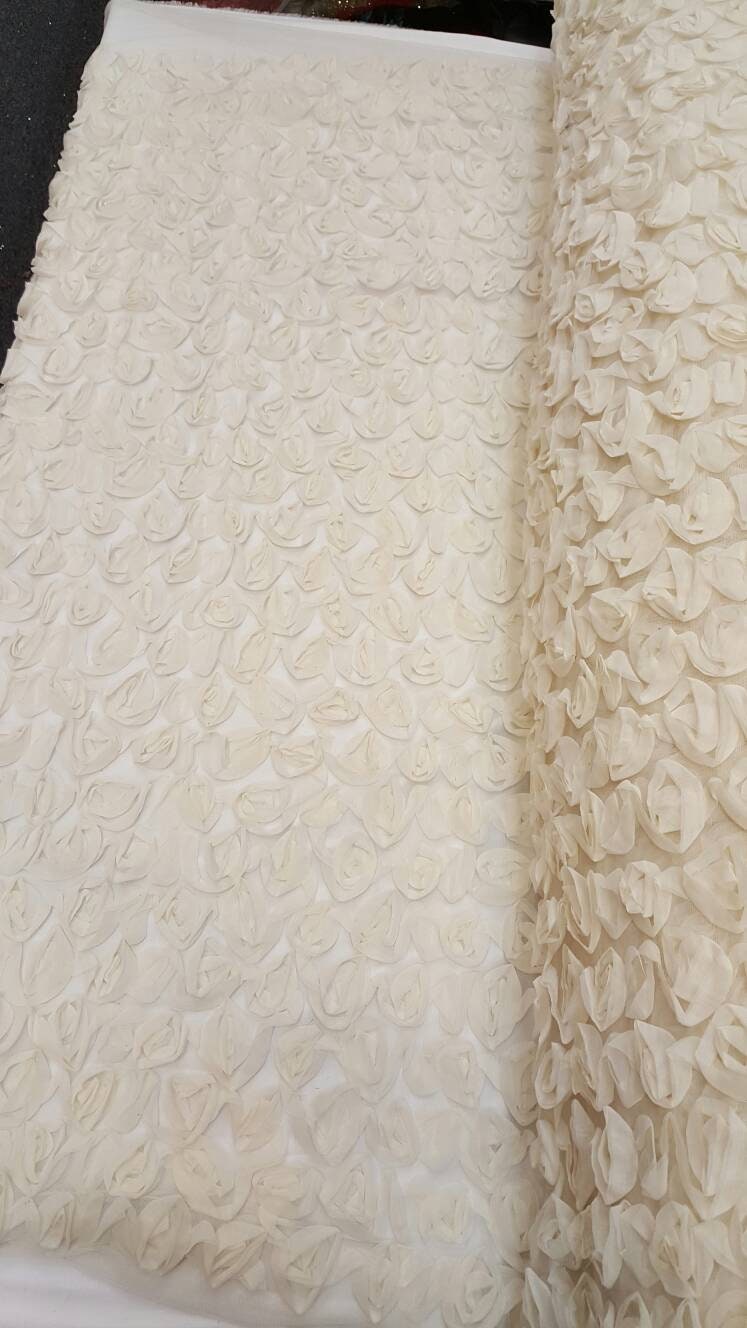 Ivory Floral Lace Mesh Bridal Fabric