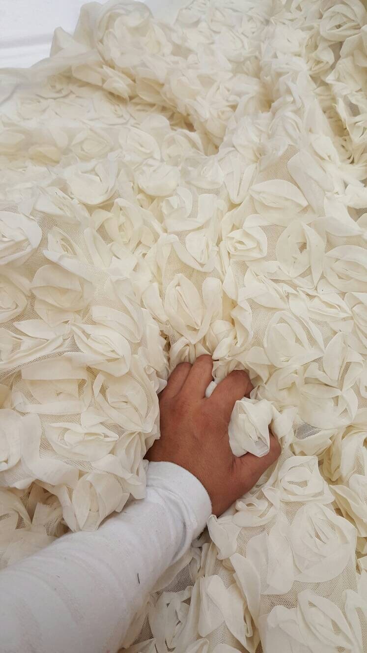 Ivory Floral Lace Mesh Bridal Fabric