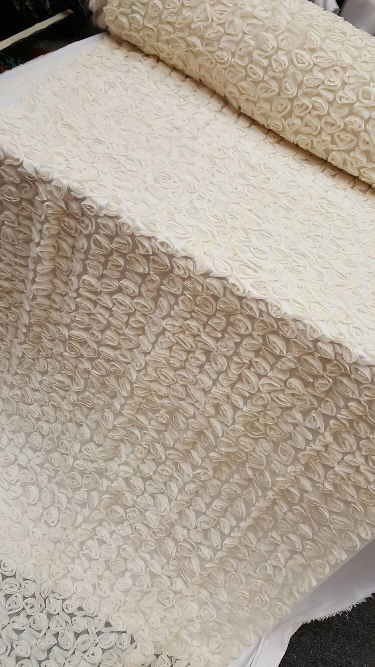 Ivory Floral Lace Mesh Bridal Fabric