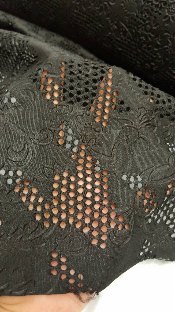 Stretch Floral Fish Net Spandex Fabric Black