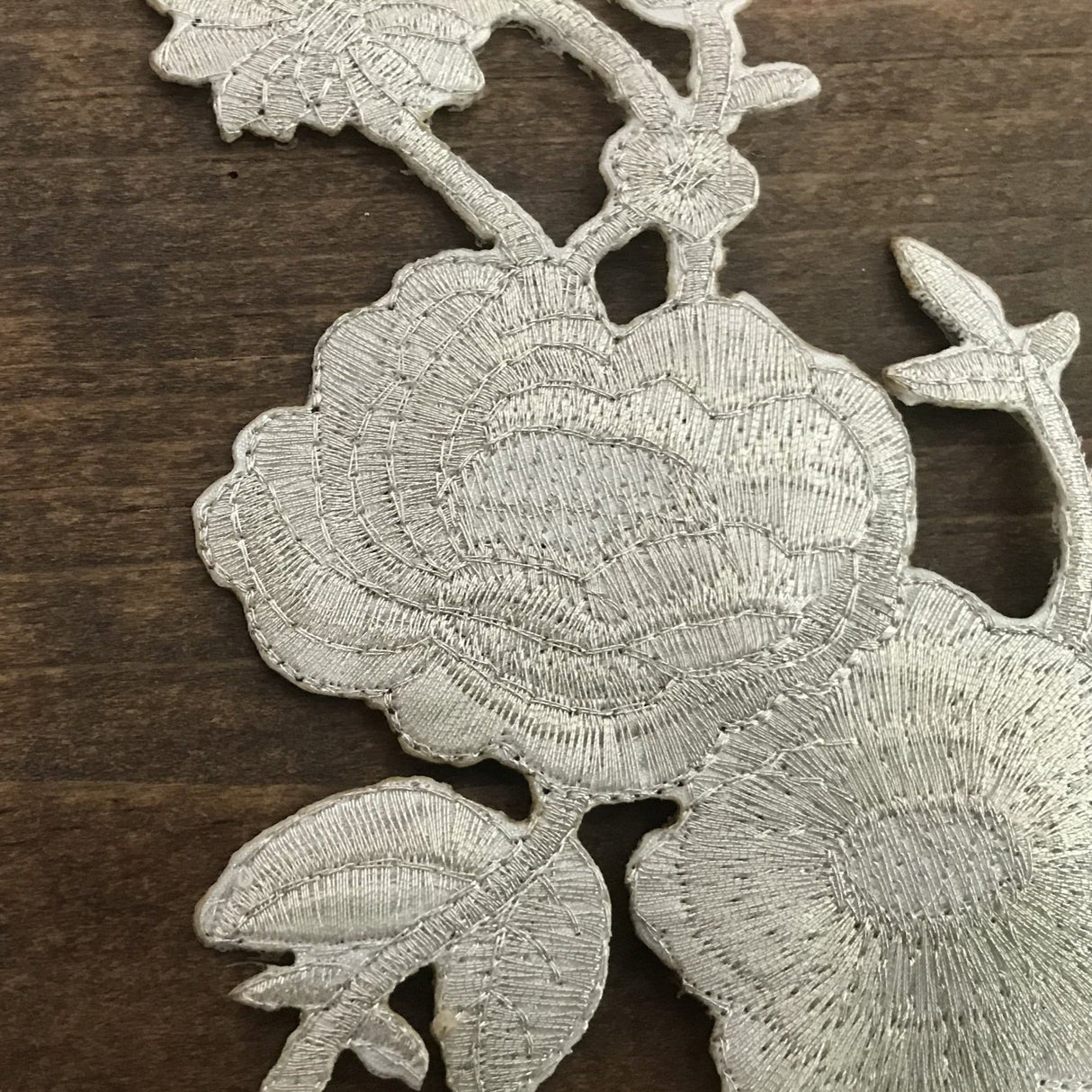 Iron-On Silver Flower Patch Set