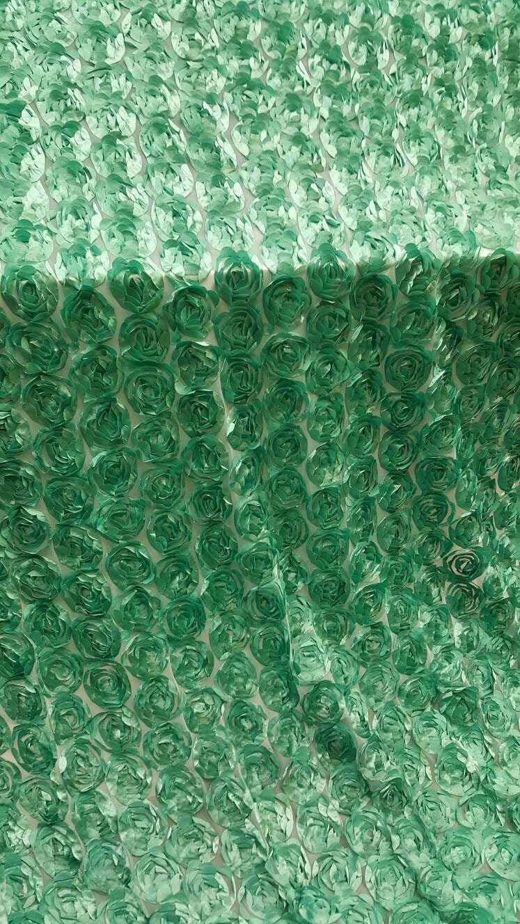 3D Floral Lace Teal Roses on Mesh