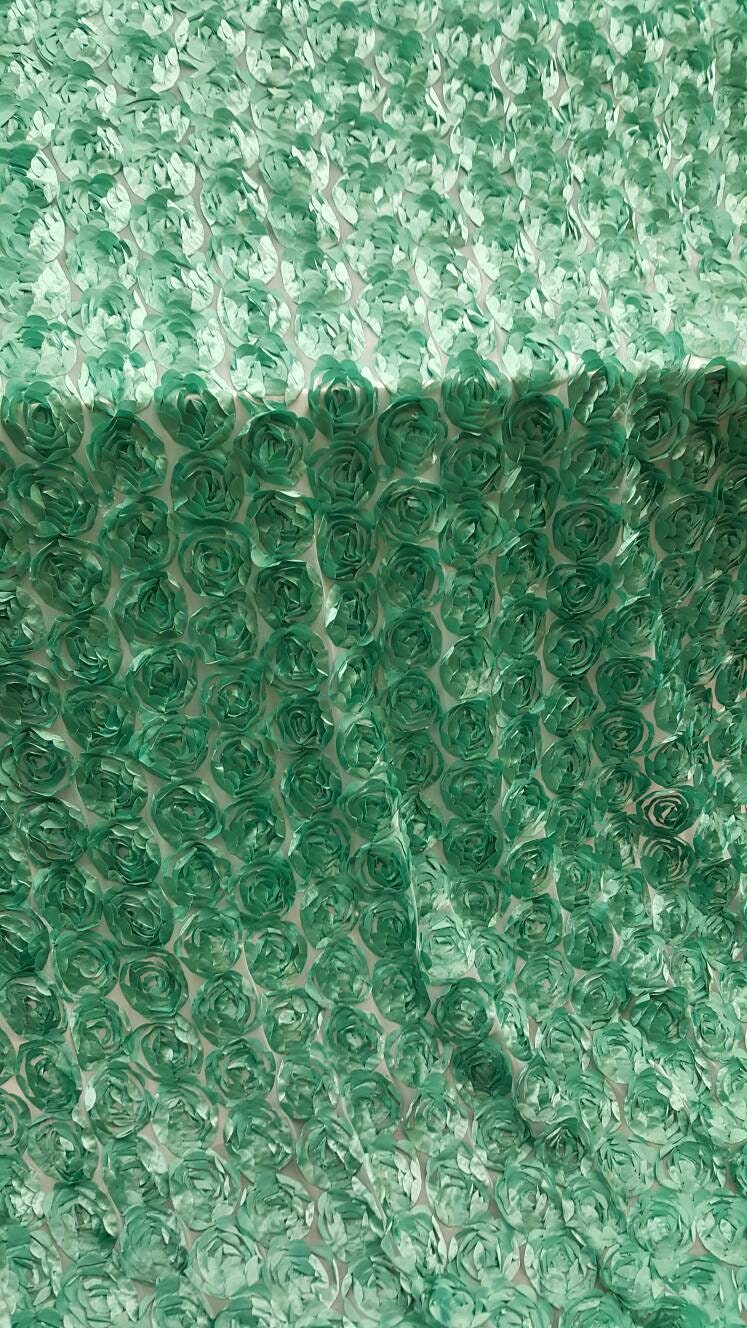 3D Floral Lace Teal Roses on Mesh