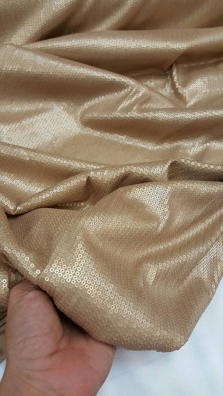 Sequin Stretch Fabric Champagne Gold