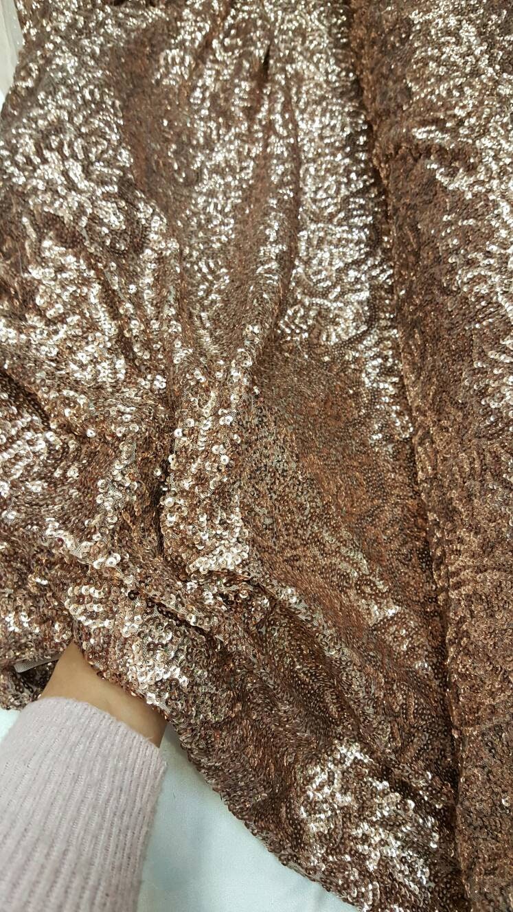 Sequin Mesh Fabric Dark Rose Gold