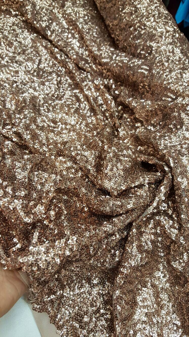 Sequin Mesh Fabric Dark Rose Gold